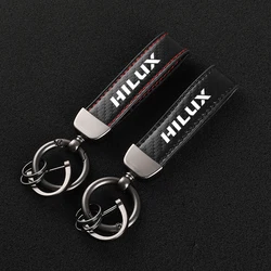 Leather car keychain Horseshoe Buckle Jewelry for Toyota Hilux Surf Vigo Revo 2017 2018 with logo  car Accessories