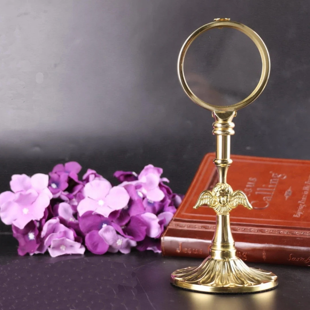 Brass Chapel Monstrance Lunette brass Catholic Reliquary With Angel Holy Box Church Supplies