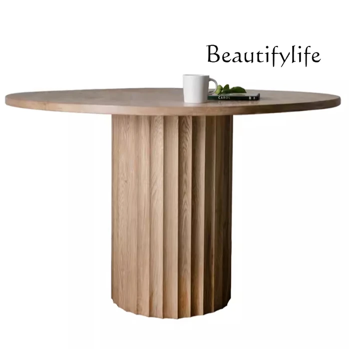 Nordic Solid Wood Small round Table Dining  Log Simple Restaurant round Coffee Table Conference Table