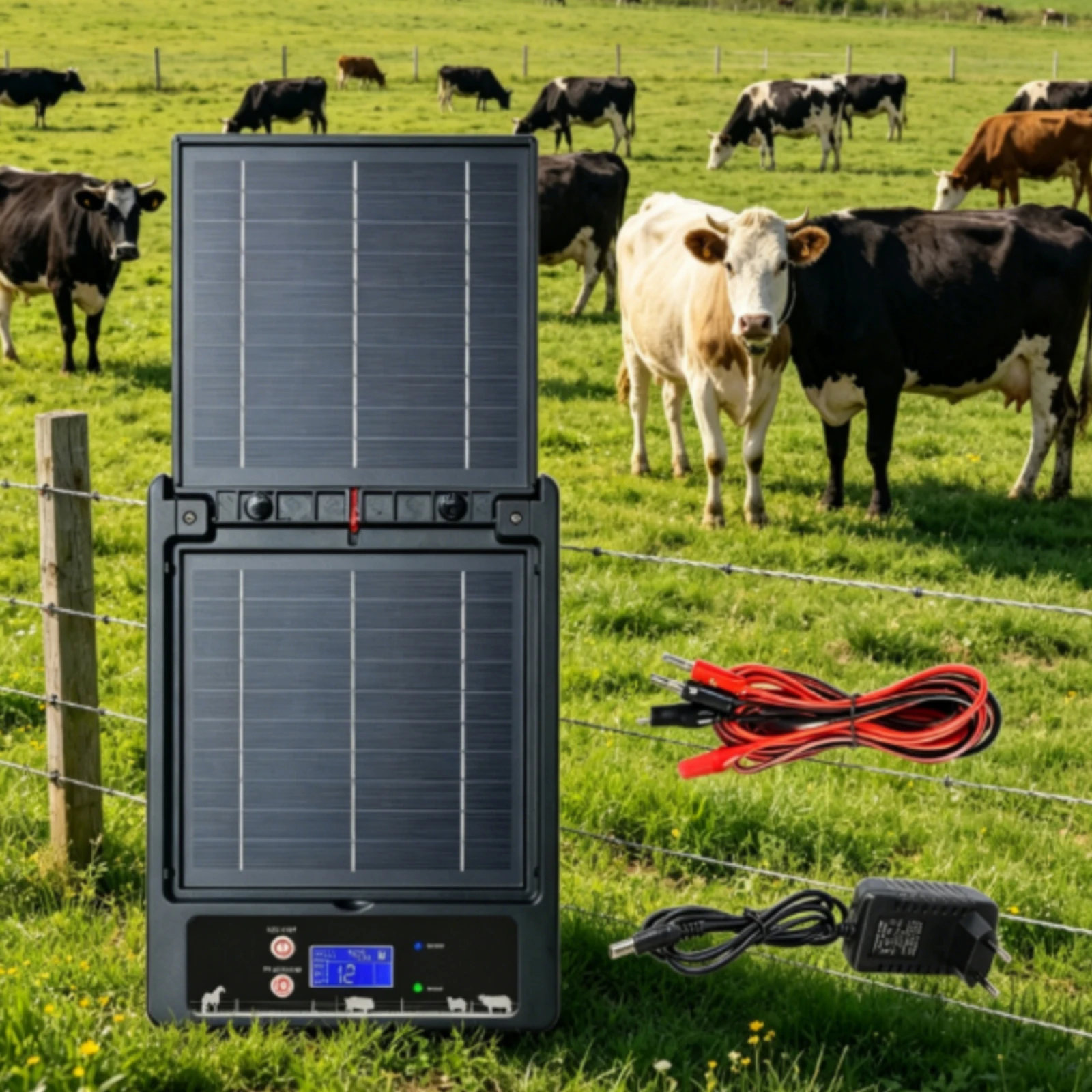 Solar Electric Fence Charger Voltage Adjustment Solar Electric Fence Box Farm Equipment Long Range Low Maintenance for Ranch view 3