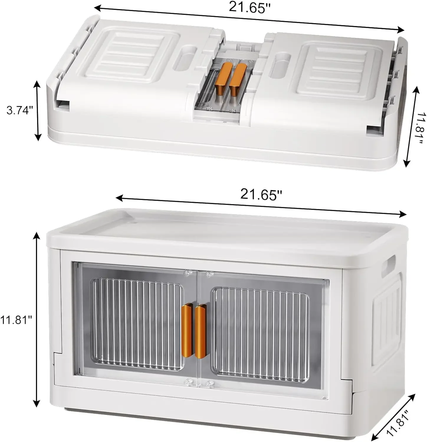 Ocharzy-Caixas De Armazenamento Dobráveis com Portas, Caixas De Armazenamento Empilháveis com Tampas, Caixas De Plástico Com Rodas, 8.5Gal, 6 Pack