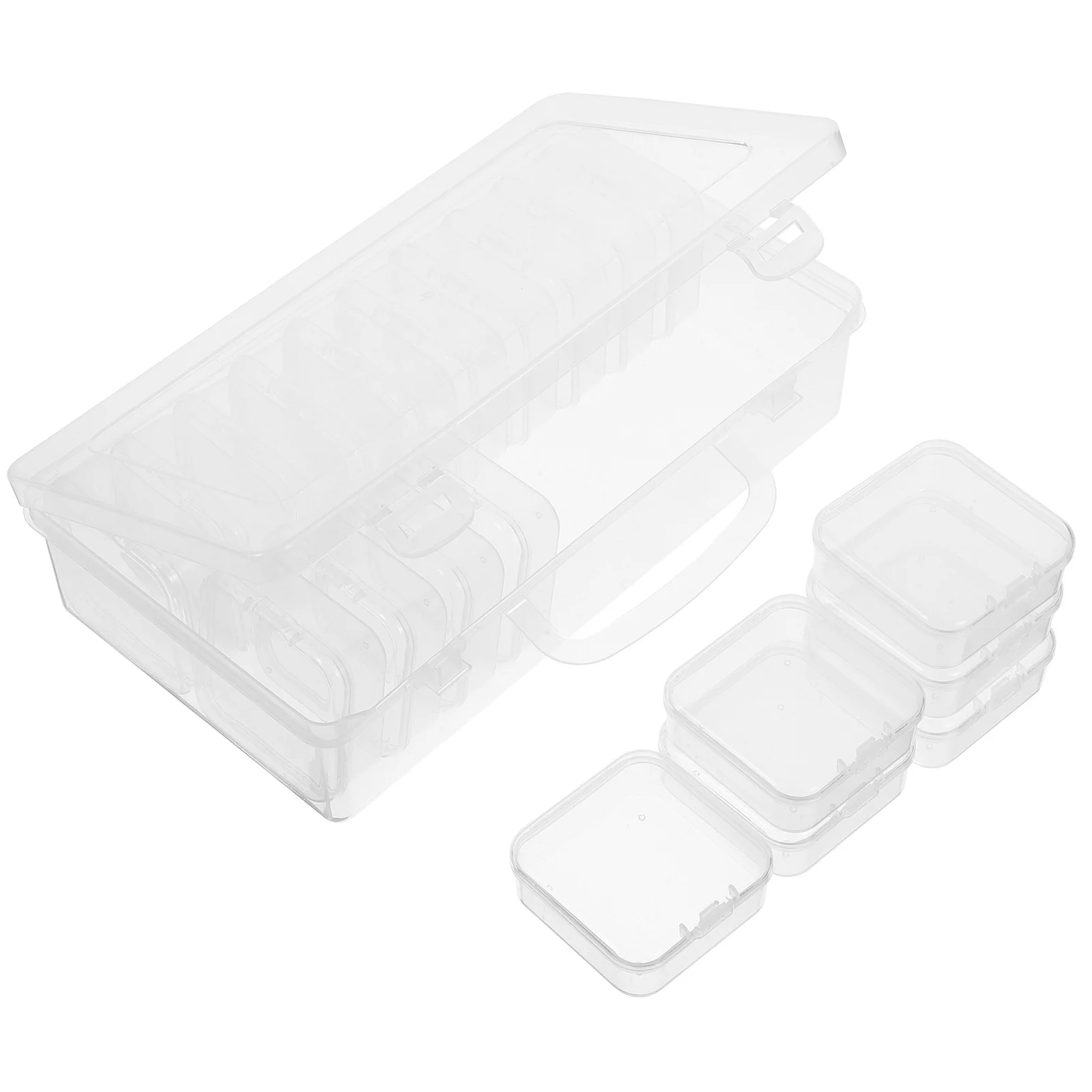 

Clear Large Craft Storage Box Handheld Organizer for Photos Stickers Stamps Plastic Transparent Container for Small Item