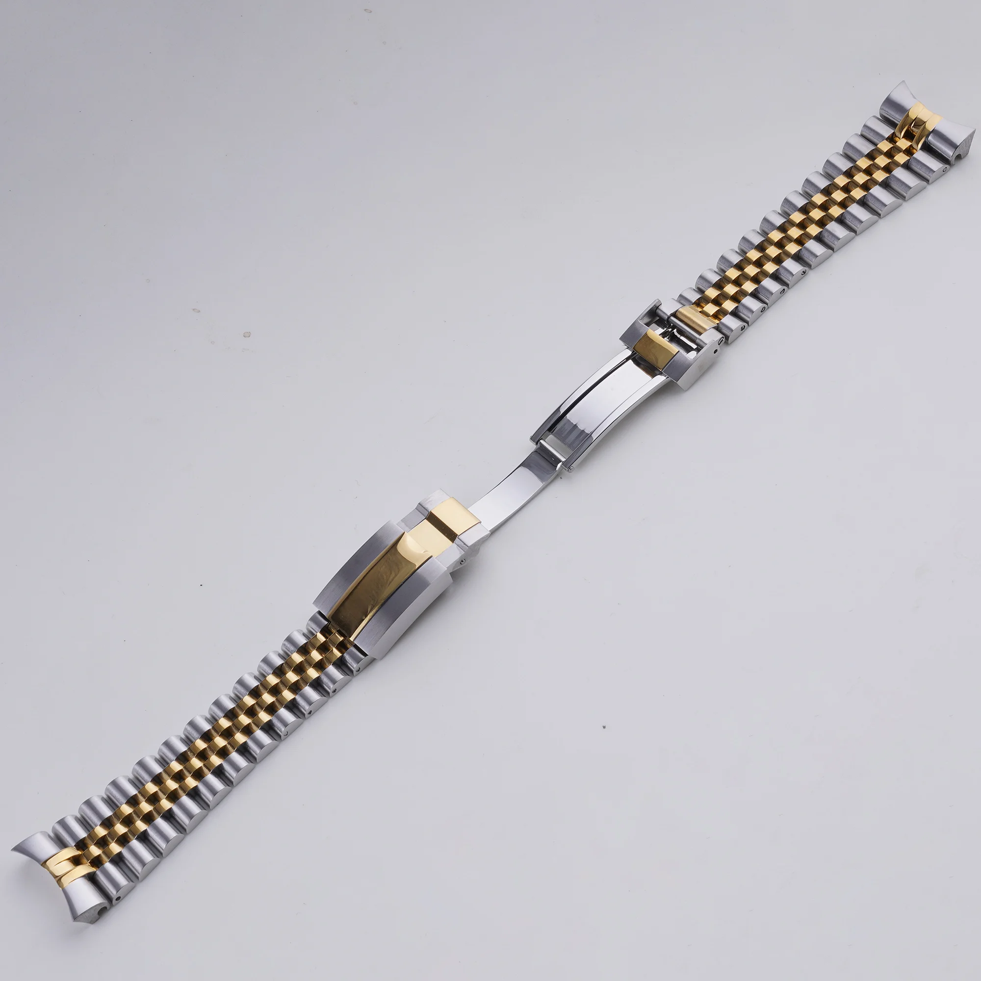 Rolamy 22mm Solid CurvedEnd Middle gold Stainless Steel Jubilee WatchBand Strap Luxury Bracelets For Casio MDV-106B MDV106G