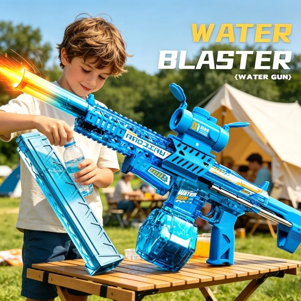 

MK9 Electric Water Gun Toy High-Pressure Continuous Fire Water Blaster Toy with LED Light Summer Outdoor Beach Water Fights