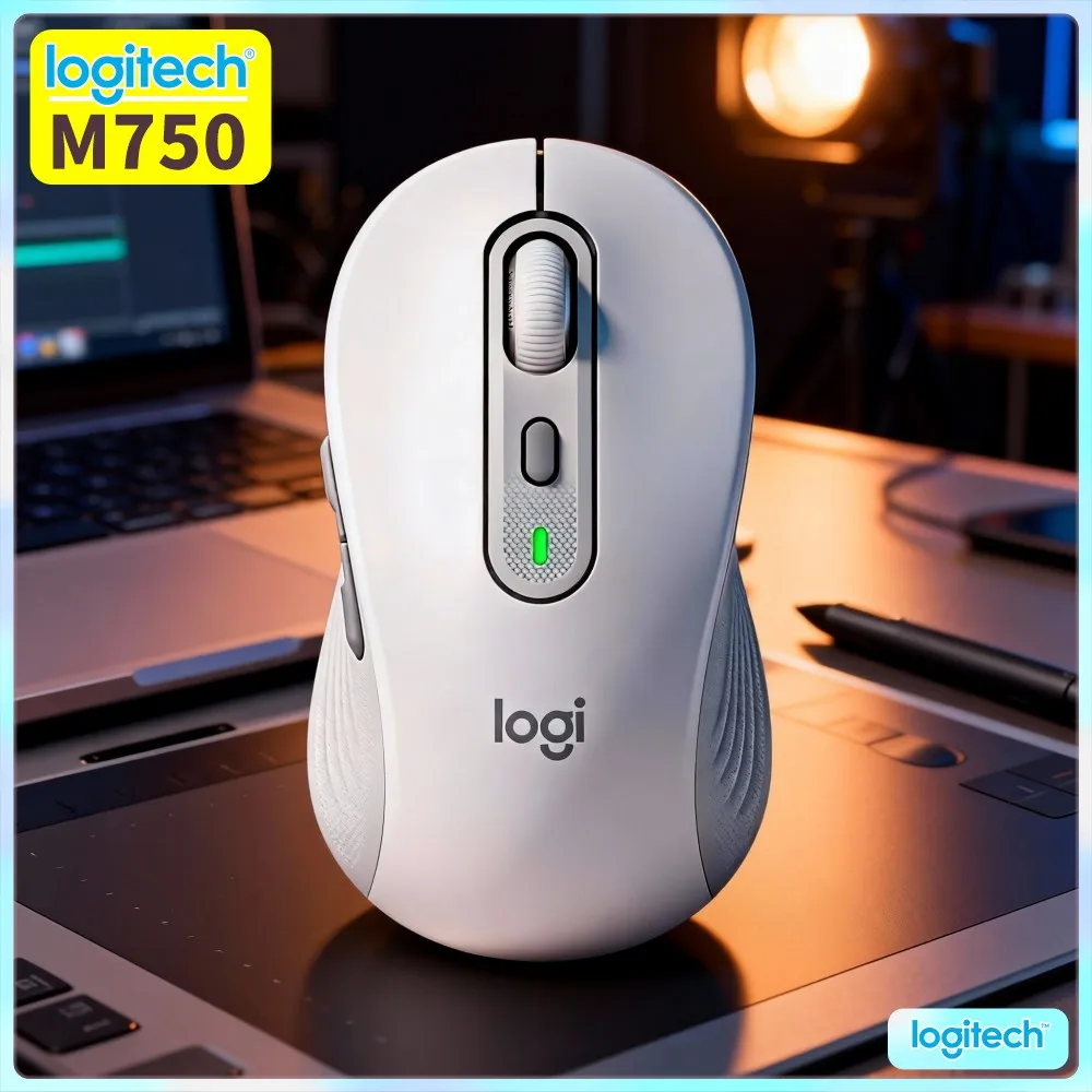 Silent M750 Bluetooth Mouse - Recycled Plastic, Custom Buttons, Dual Connection, 24-Month Battery, Home Office Helper