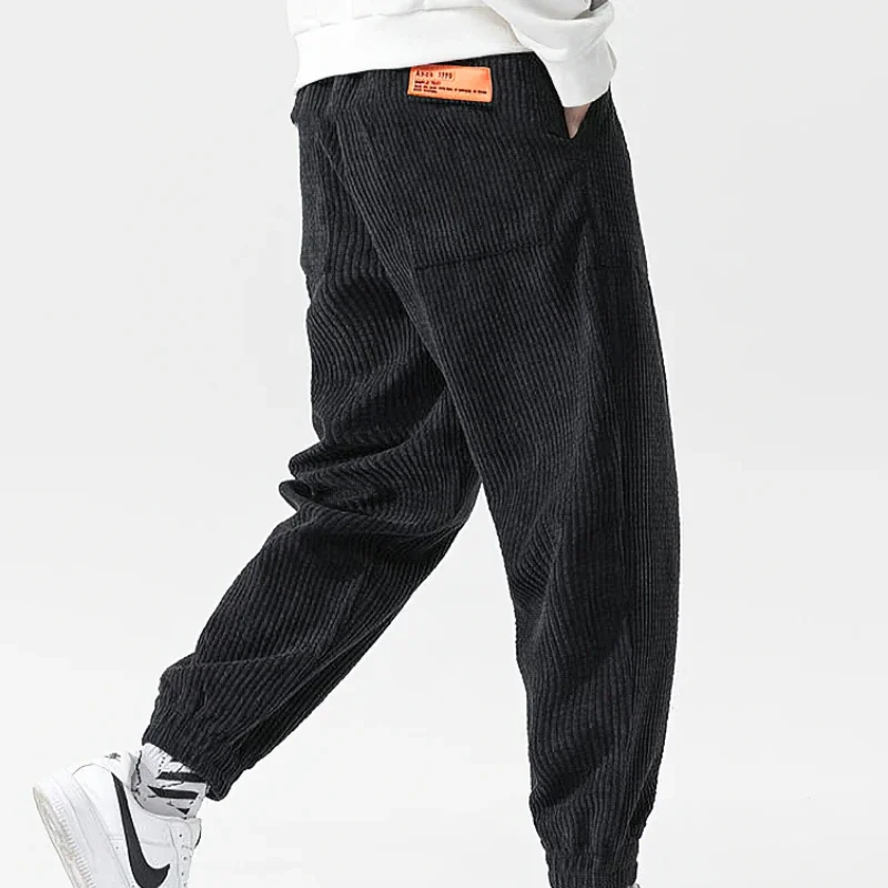 Baggy Corduroy Joggingbroek Heren Effen Kleur Casual Herfst Winter Tech Fleece Sport Losse Joggers Harembroek Mannelijke Lange Broek