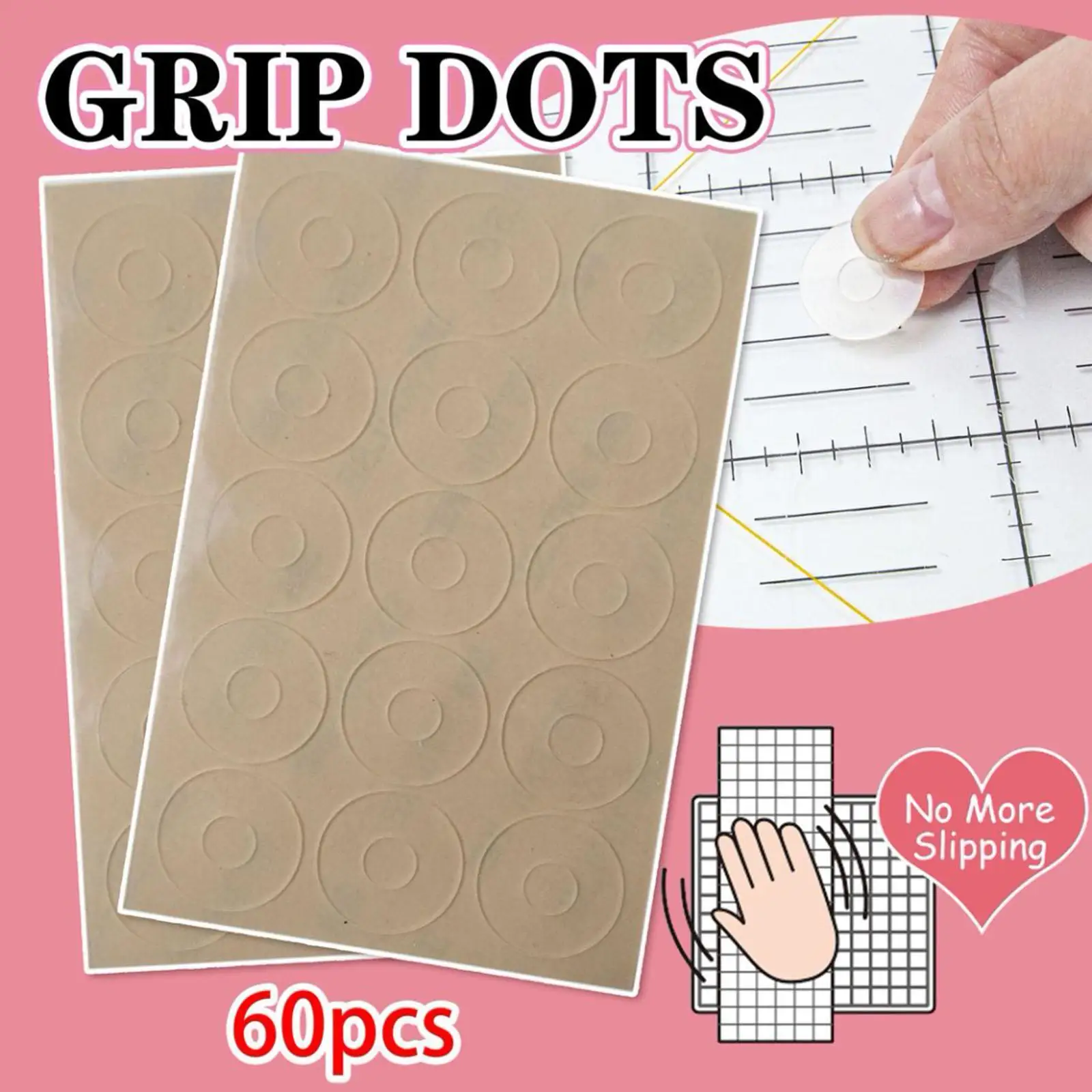 60Pcs Patchwork Rulers Nonslip Pad Ruler Grip Stickers Portable Transparent