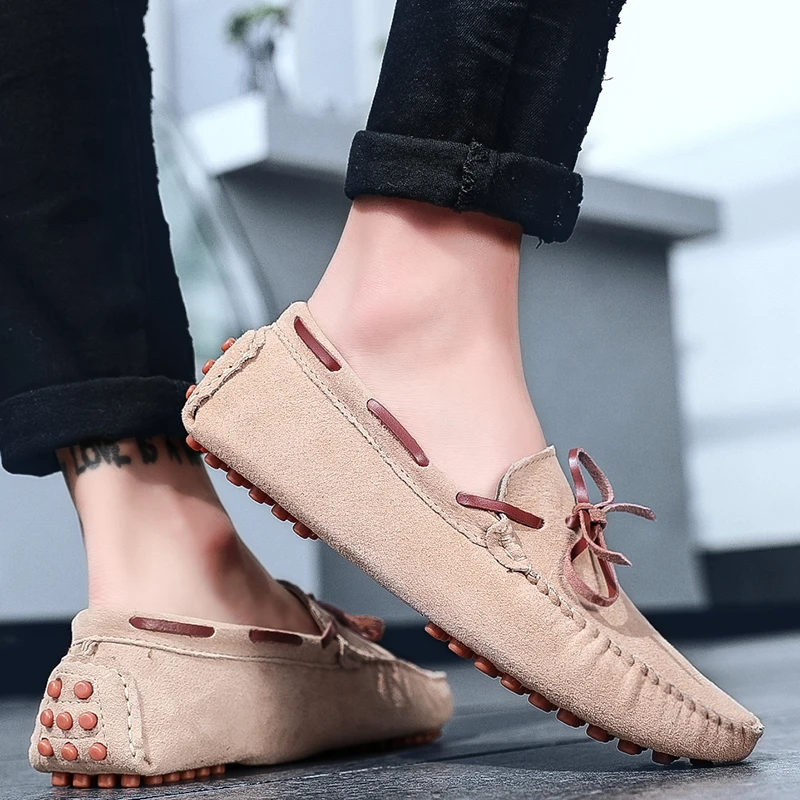 Men's Leather Shoes Summer 2024 New Hollow Breathable Casual Shoes Slip-on Soft Sole Shallow Flat Driving Shoes Loafers for Men image 5