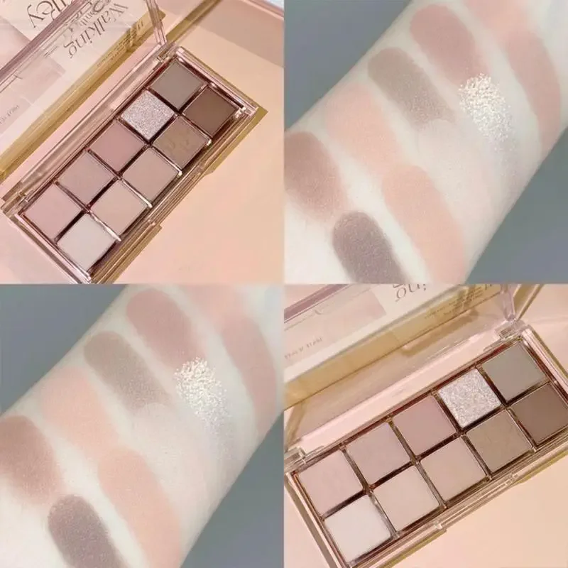 Paleta de sombras com glitter fosco prensado, 10 cores, lantejoulas, pérola, à prova d'água, sombras de olhos de longa duração, cosméticos coreanos, maquiagem