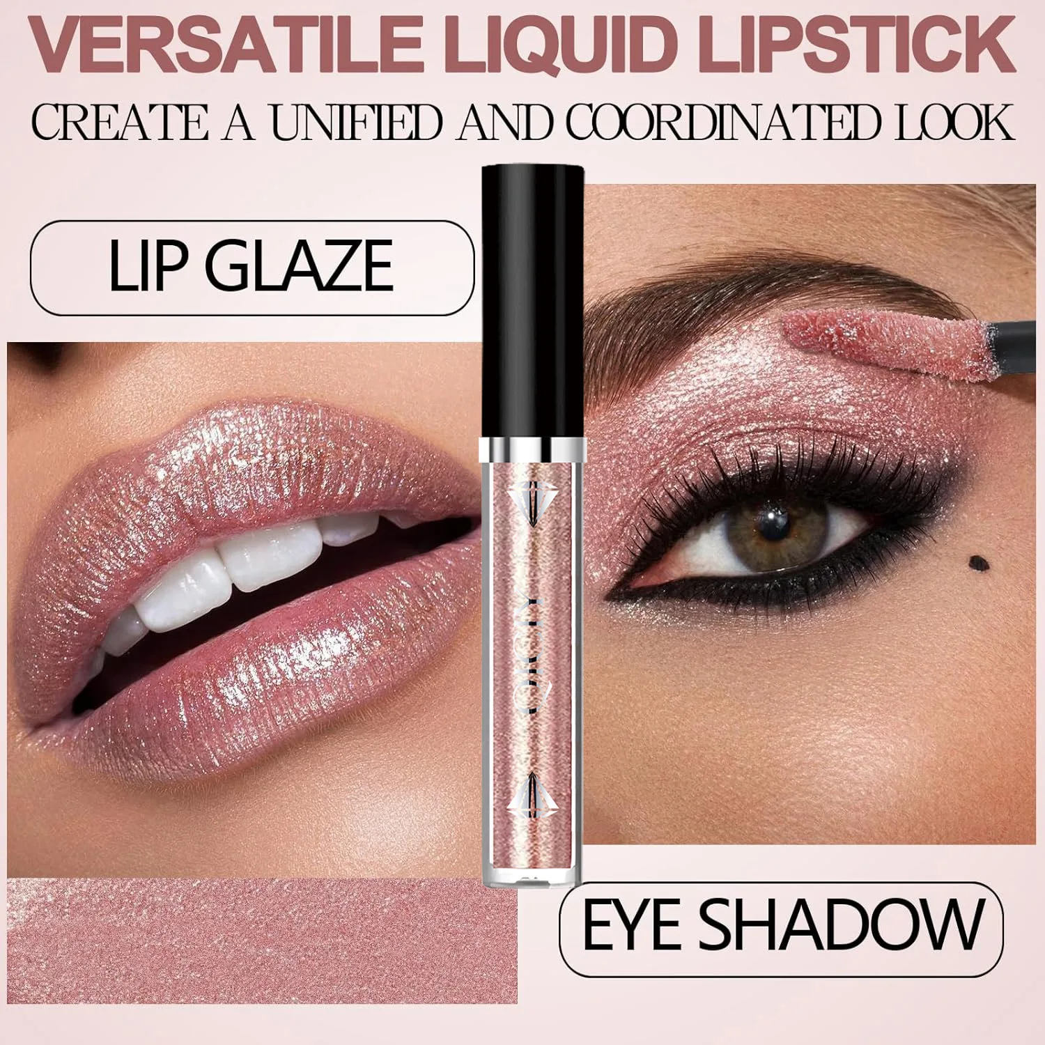 Eyeshadow Glitter Pigment - Gloss Labial Cintilante de 6 Cores,