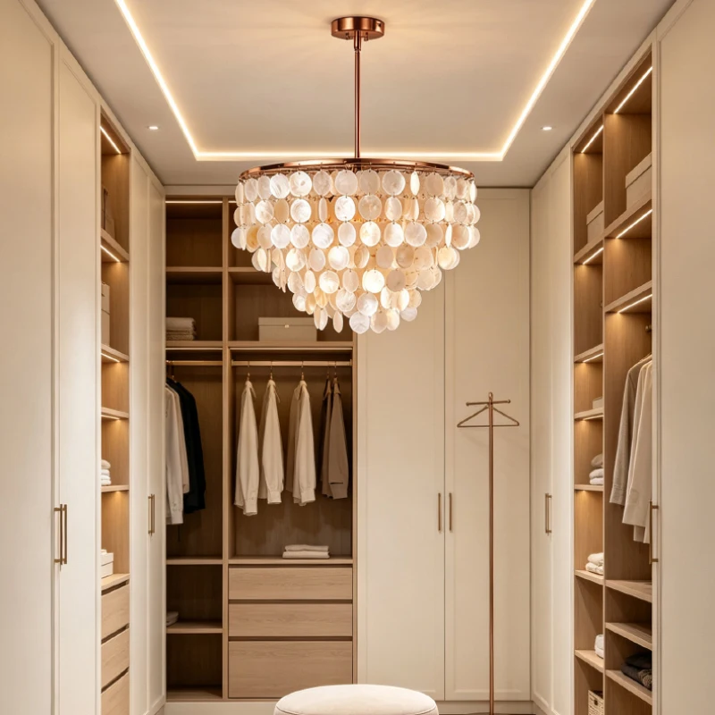 Novelty Luxury Natural Shell LED Chandelier Room Decor Pendant Light For Living Room Bar Foyer Dinning Room Lighting Fixtures