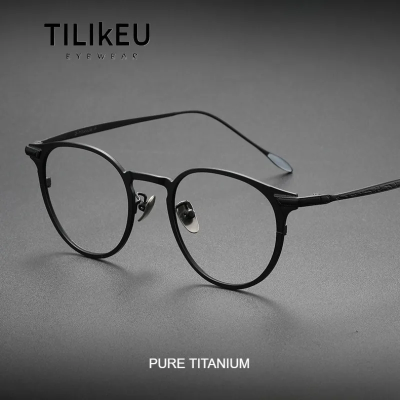 

New Titanium Alloy Retro Oval Eyeglasses Frame Business Computer Reading Men's Glasses Frame Luxury Japanese Designer Eyewear