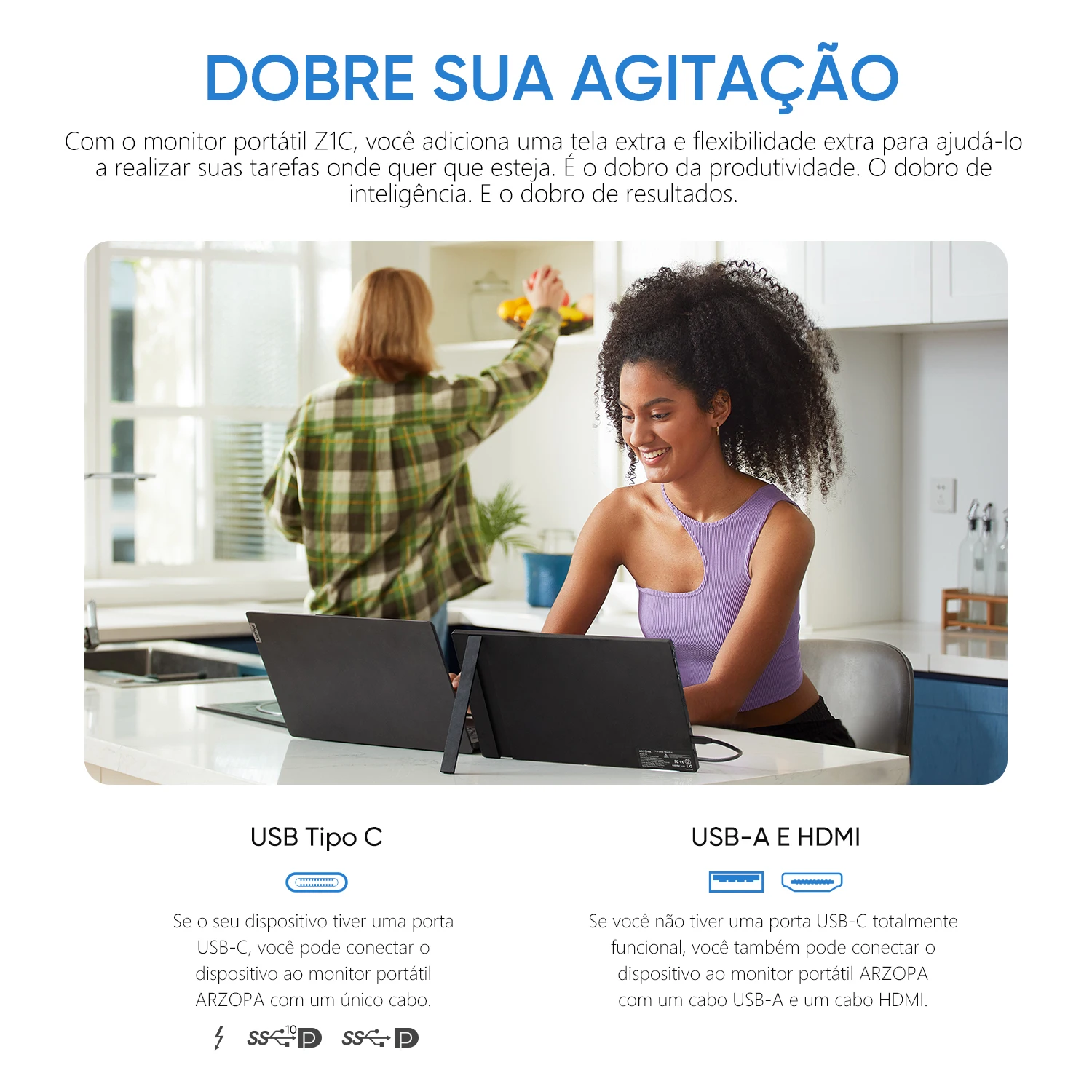 [produto no brasil]NOVA ARZOPA 16.1 inch 1080P 100% sRGB Monitor Portátil Segundo Monitor de Tela Externa para MAC Laptop PC Xbox/PS/Switch,Z1C