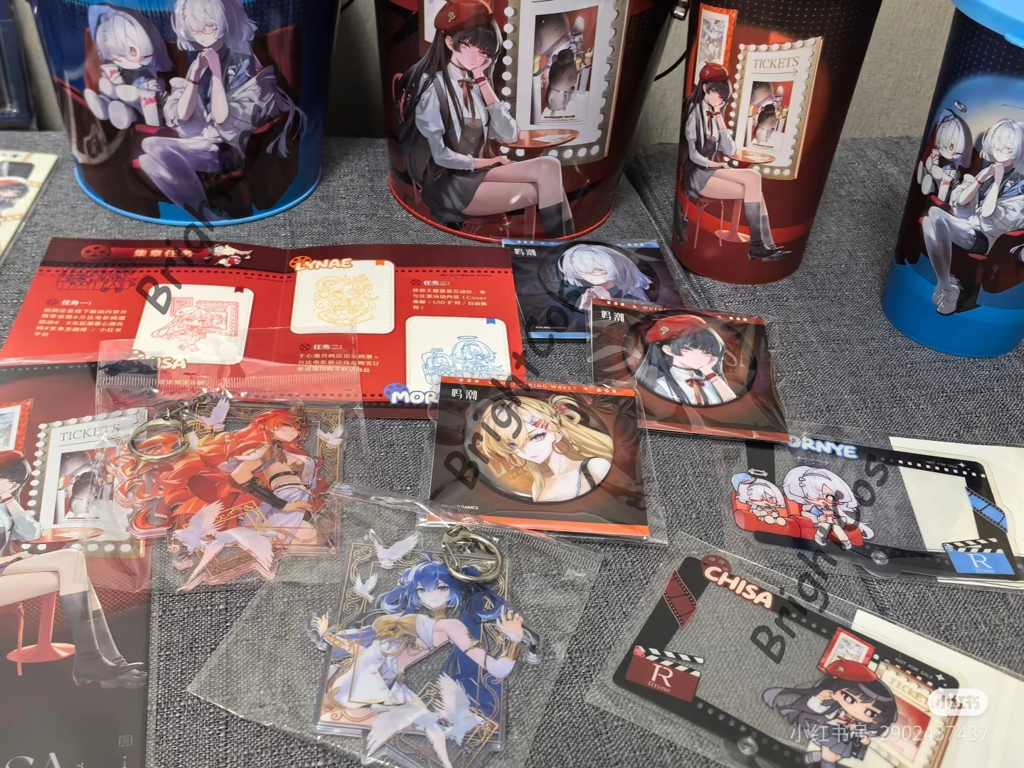 Ufficiale Wuthering Waves X WANDA FILM CHISA LYNAE MORNYE seau à pop-corn tasse en plastique support acrylique porte-carte Badge tapis de souris