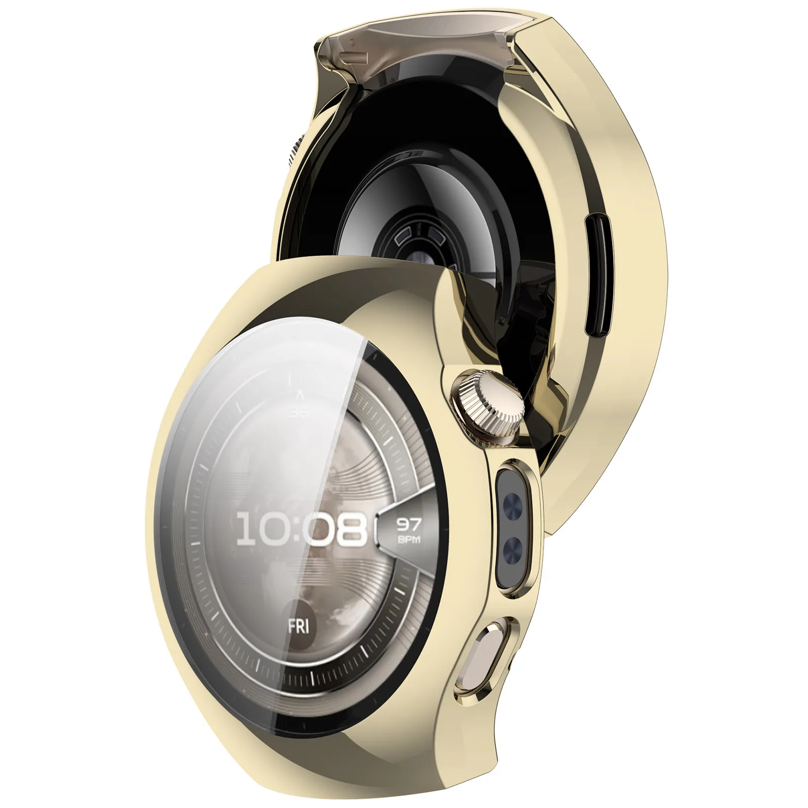 For Huawei Watch 5 42mm Watch Case Full Coverage Flexible TPU Electroplating Cover - Gold view 2