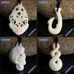 Real Natural Handmade in Yak Bone Carving Pendant Antique Necklace 