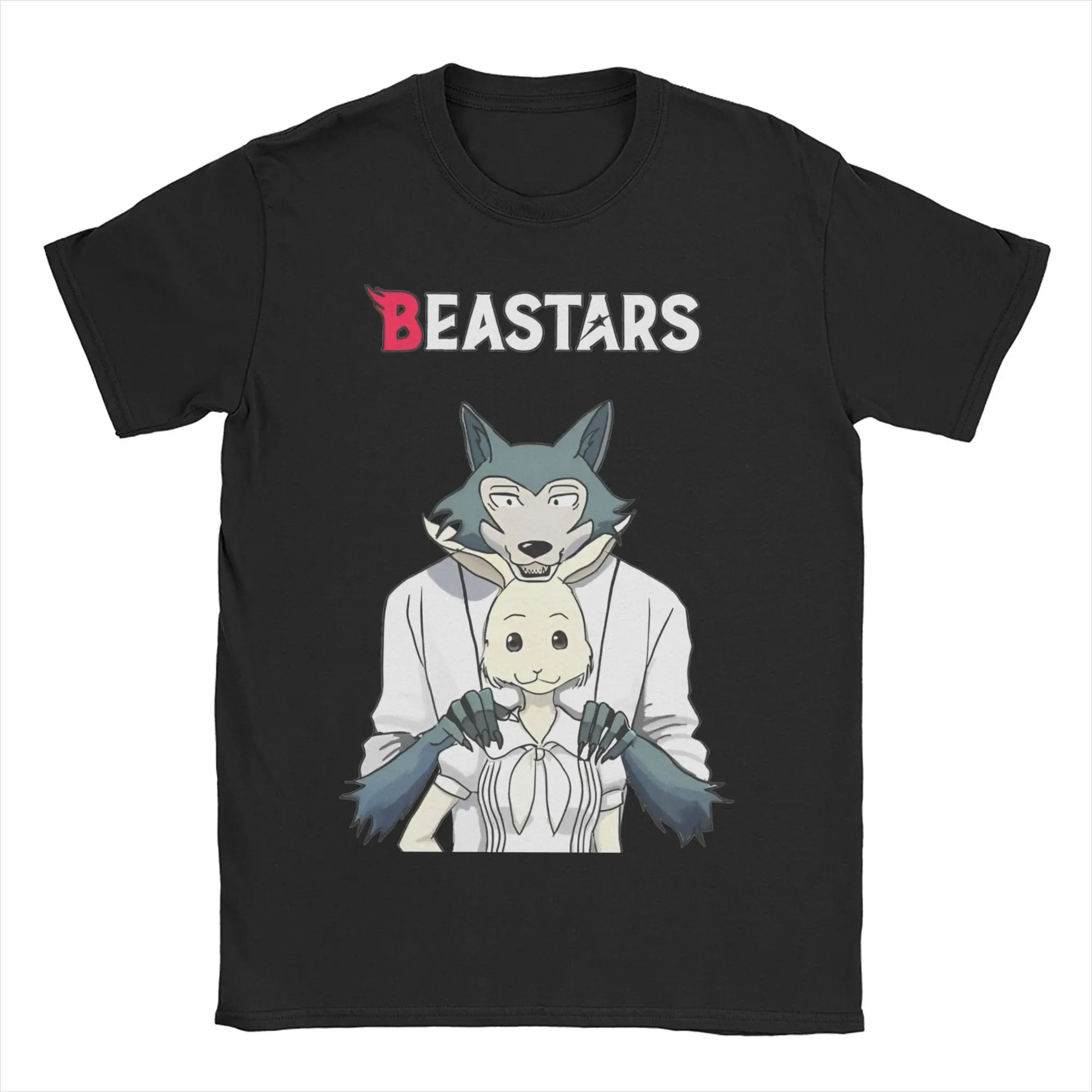 Novelty Beastars Legosi and Haru T Shirt Men's Cotton Short Sleeve Fantasy Manga Round Neck Summer Clothing