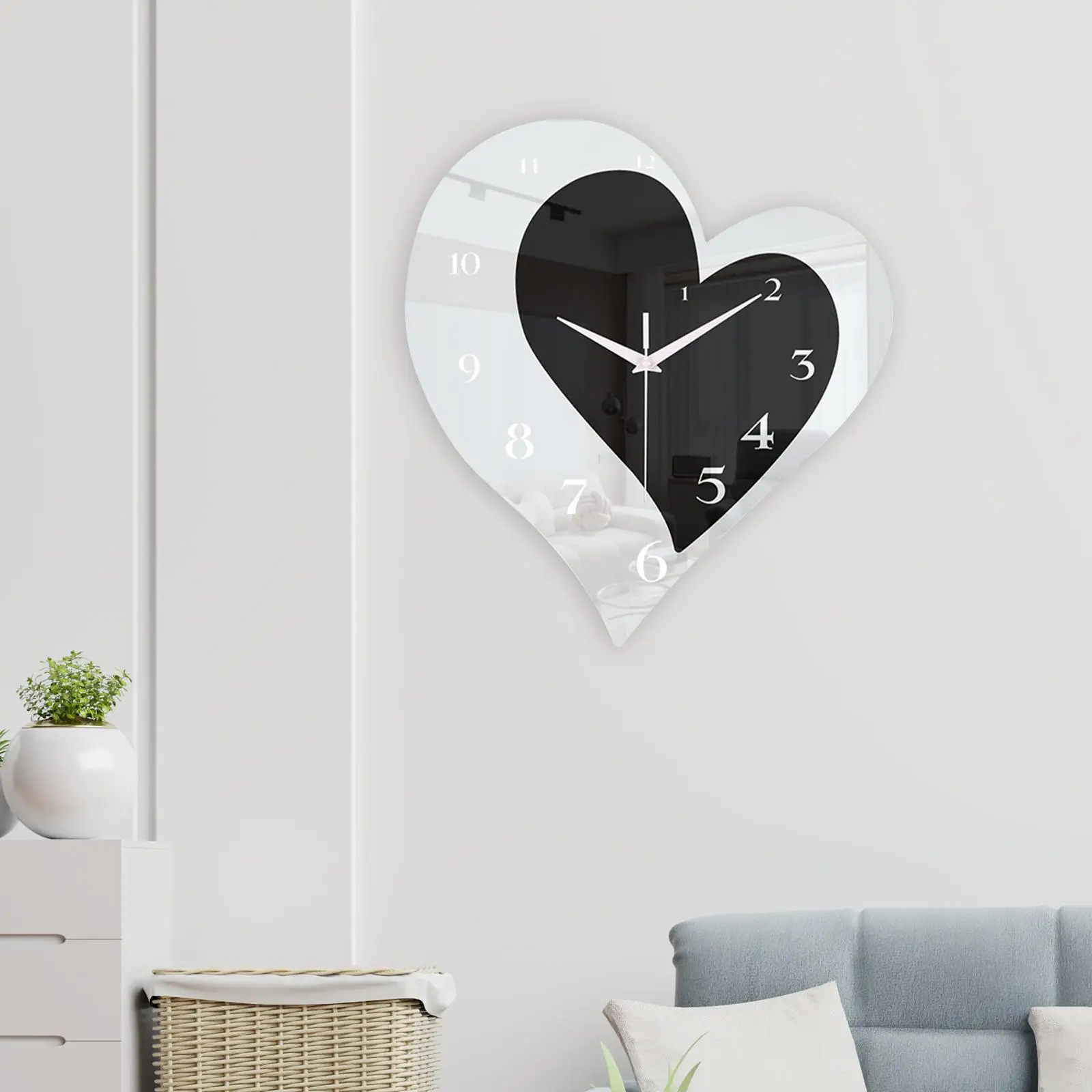 Acrylic Heart Shaped Wall Clock Decorative Wall Art Accurate Movement Wall