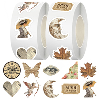 500pcs/roll Retro Nostalgia Art Pattern Sealing Stickers Cartoon Graffiti Decals DIY Water Bottle Phone Diary Sticker Decoration