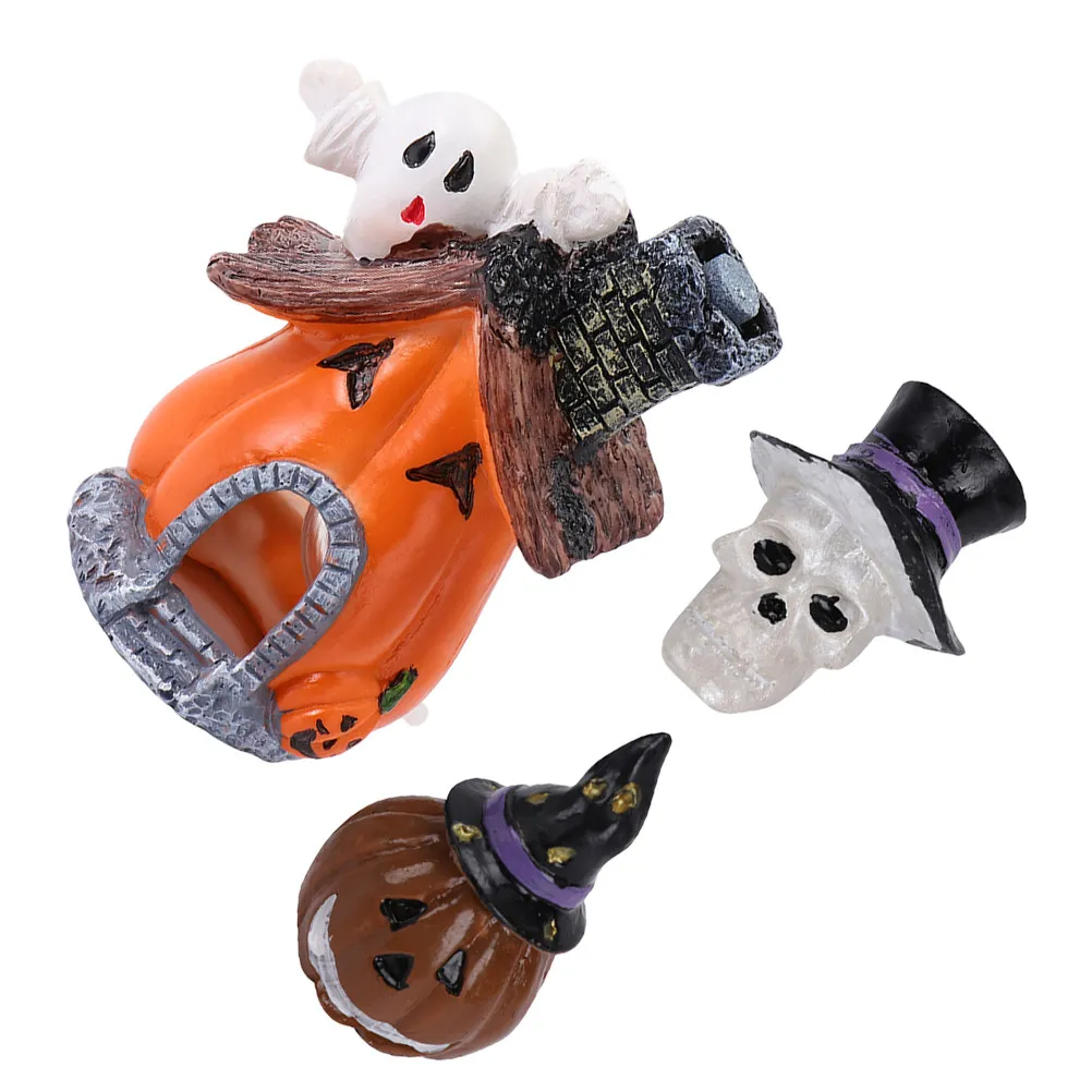 3Pcs Halloween Pumpkin Decoration Resin Fish Tank Aquarium Mini Ornament Landscape Adornment Pumpkin Decoration