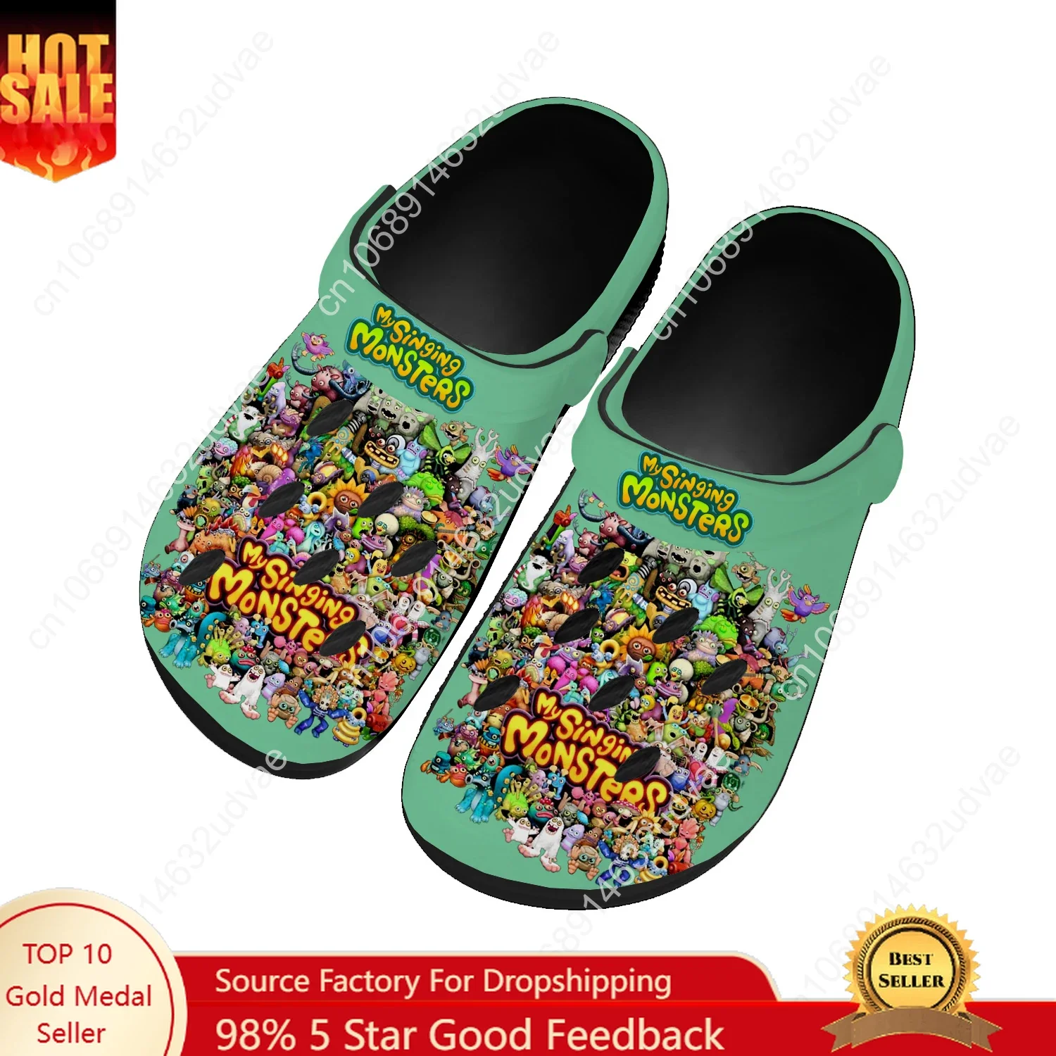 

My Singing Monsters Water Shoes Mens Womens Comfortable Home Garden Clogs Customizd Sandals Beach Breathable Hole Slippers