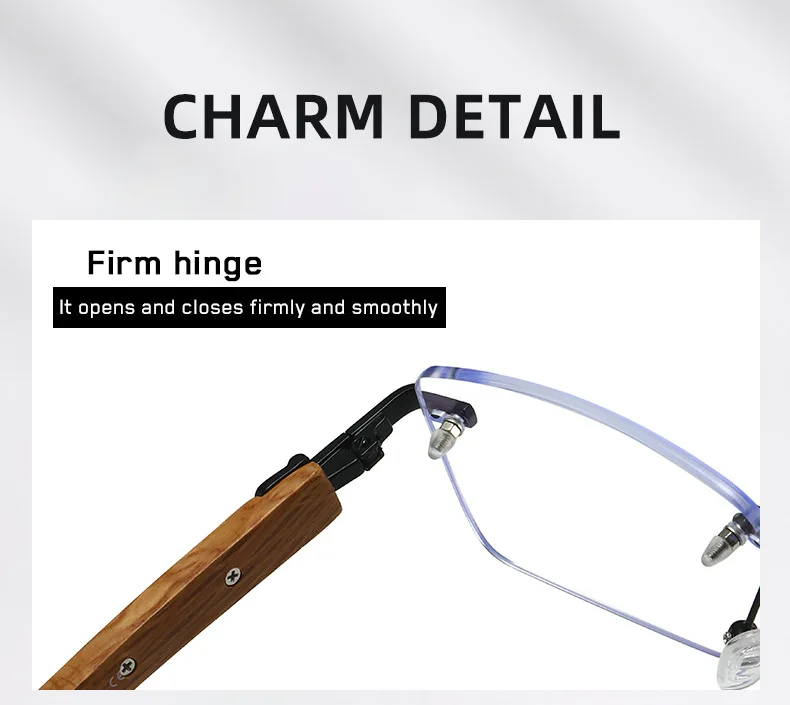 Bambus und Holz ohne Rahmen Brillen Markendesigner Anti-Blaulicht-Herren-Business-Brille Randlose Brillen – Detail 2