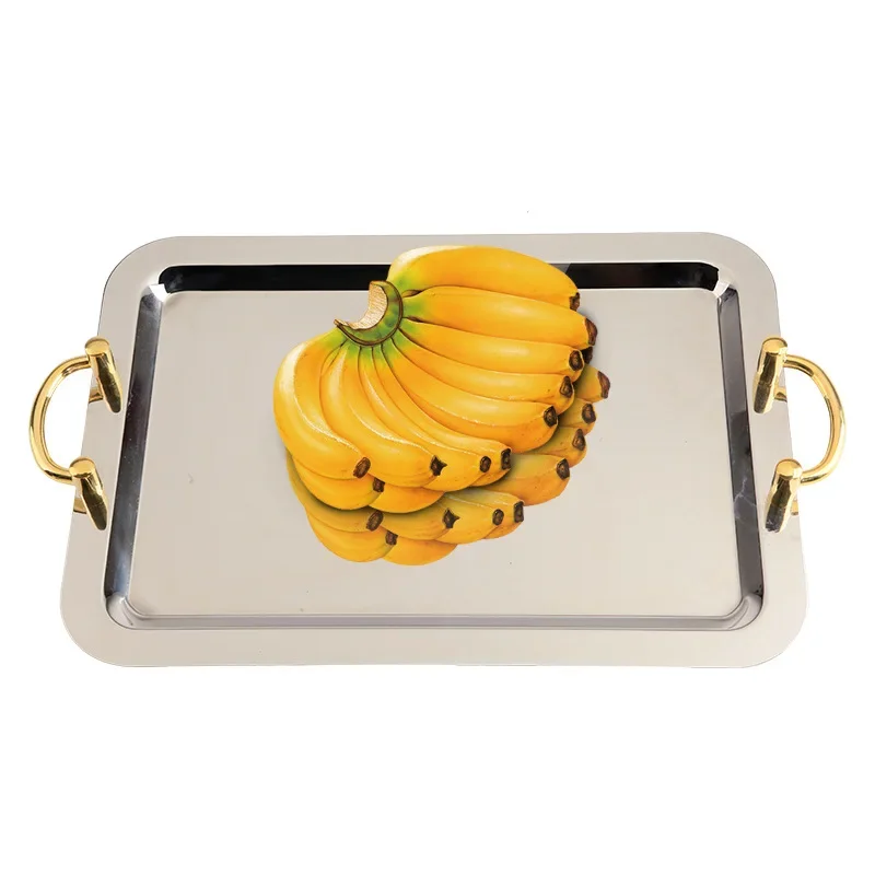 

High-grade thickened stainless steel fruit plate, salad plate