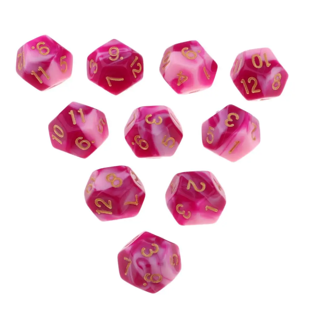 Ensemble de dés polyèdres multi-faces D & D TRaf, 7 pièces, couleur, pour petit déjeuner, paquet de 10 pièces, D12