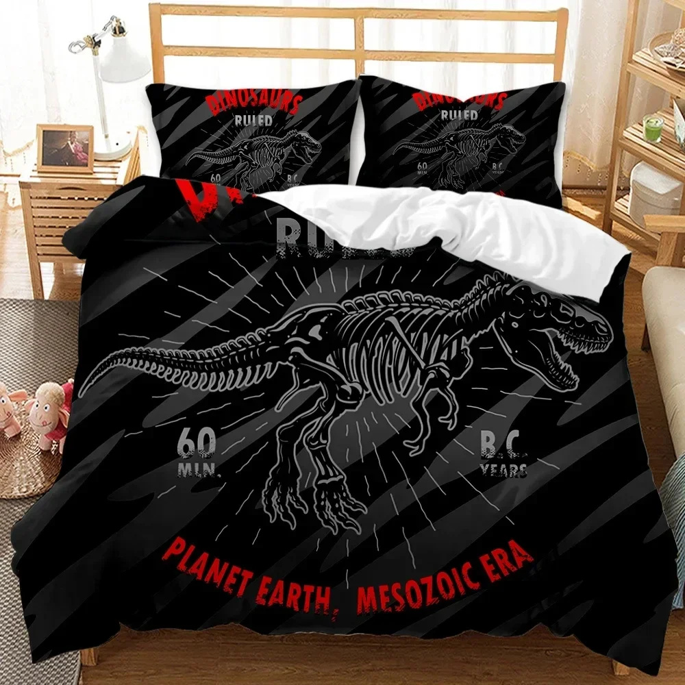 Dinosaur Duvet Cover Set Dinosaurs T-Rex Jurassic Dino Fossil Dinosaur Bedding Double Queen King Size Soft Polyester Qulit Cover