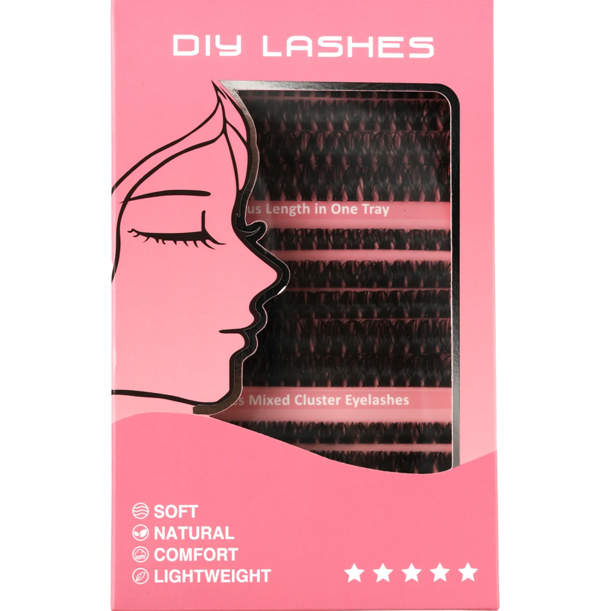 ขนตาปลอมแบบกลุ่ม DIY ใหม่ 60d80d100d 8-16 มม. 5D หนา นุ่ม แยกเส้น C/D15Rows ธรรมชาติ สำหรับแต่งหน้า