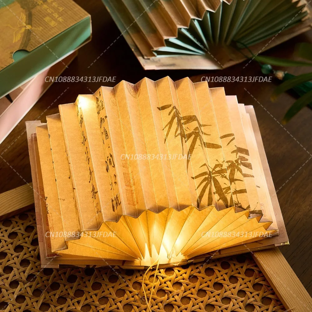 

3D стереоскопическая книжная лампа «сделай сам» в форме веера в древнем стиле, художественный книжный светильник, знаменитые картины, украшение для рабочего стола, ночник для дома