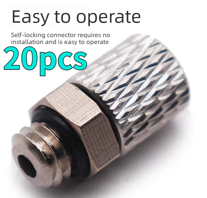 

20 шт. латунных мини-пневматических фитингов: прямые и угловые соединители с фиксацией 4-M3/4-M5/6-M5