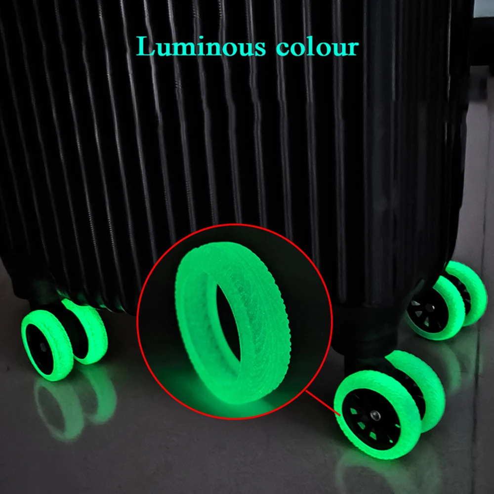 8PCS Silicone Luminous Wheels Protector Reduce Noise Trolley Case Silent Caster Sleeve Travel Suitcase Wheels Protection Cover