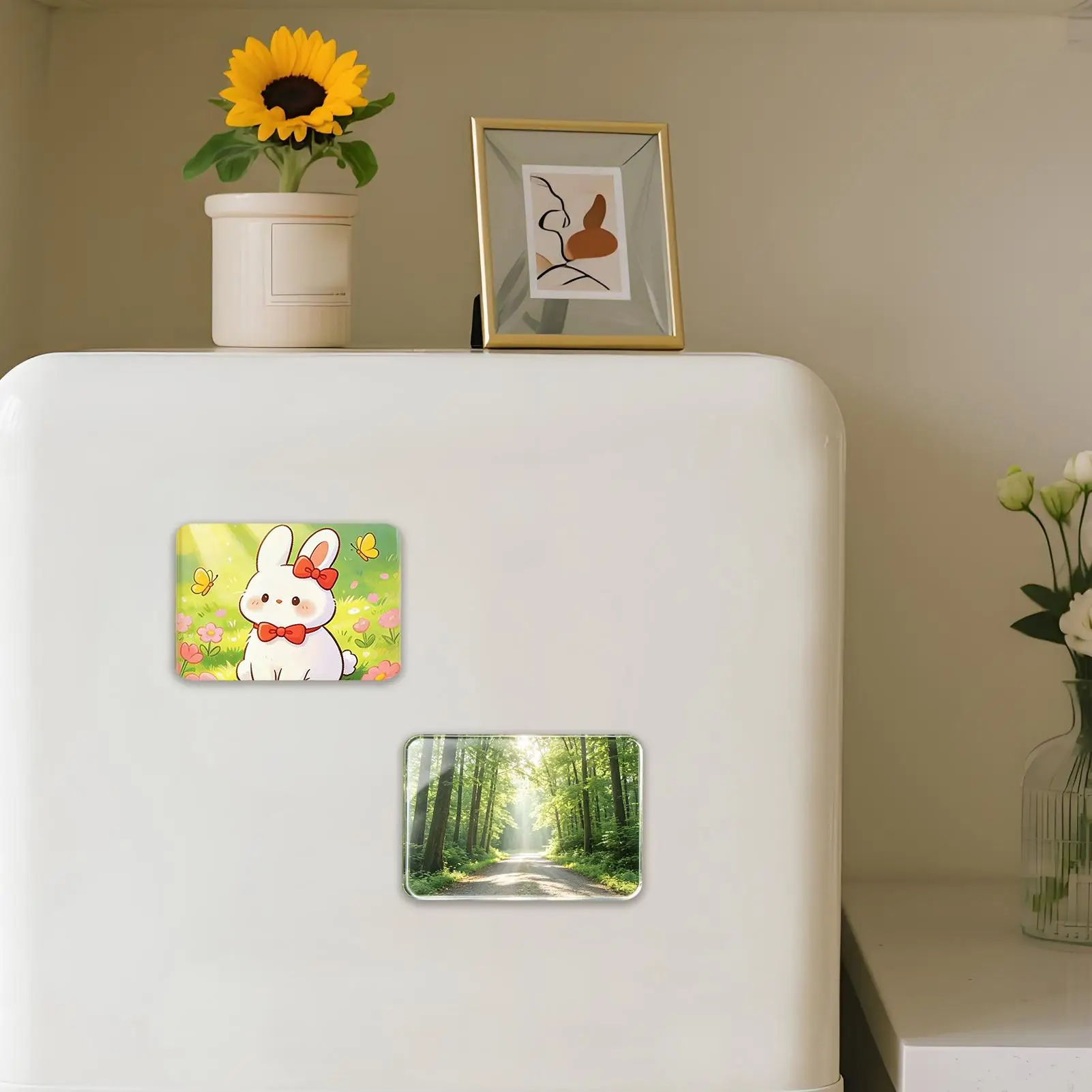 Fridge Magnets DIY Acrylic Magnetic Scratch-Resistant Photo Frames Magnets Refrigerator For Holiday Kitchen Lockers Cabinet