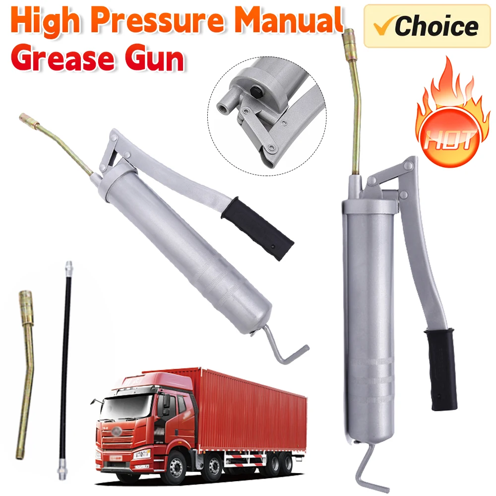 High Pressure Manual Grease Gun 500cc Hand Pressure Grease Gun Grip Gun Syringe Manual Oil Gun Vehicle Injection Repair Tools