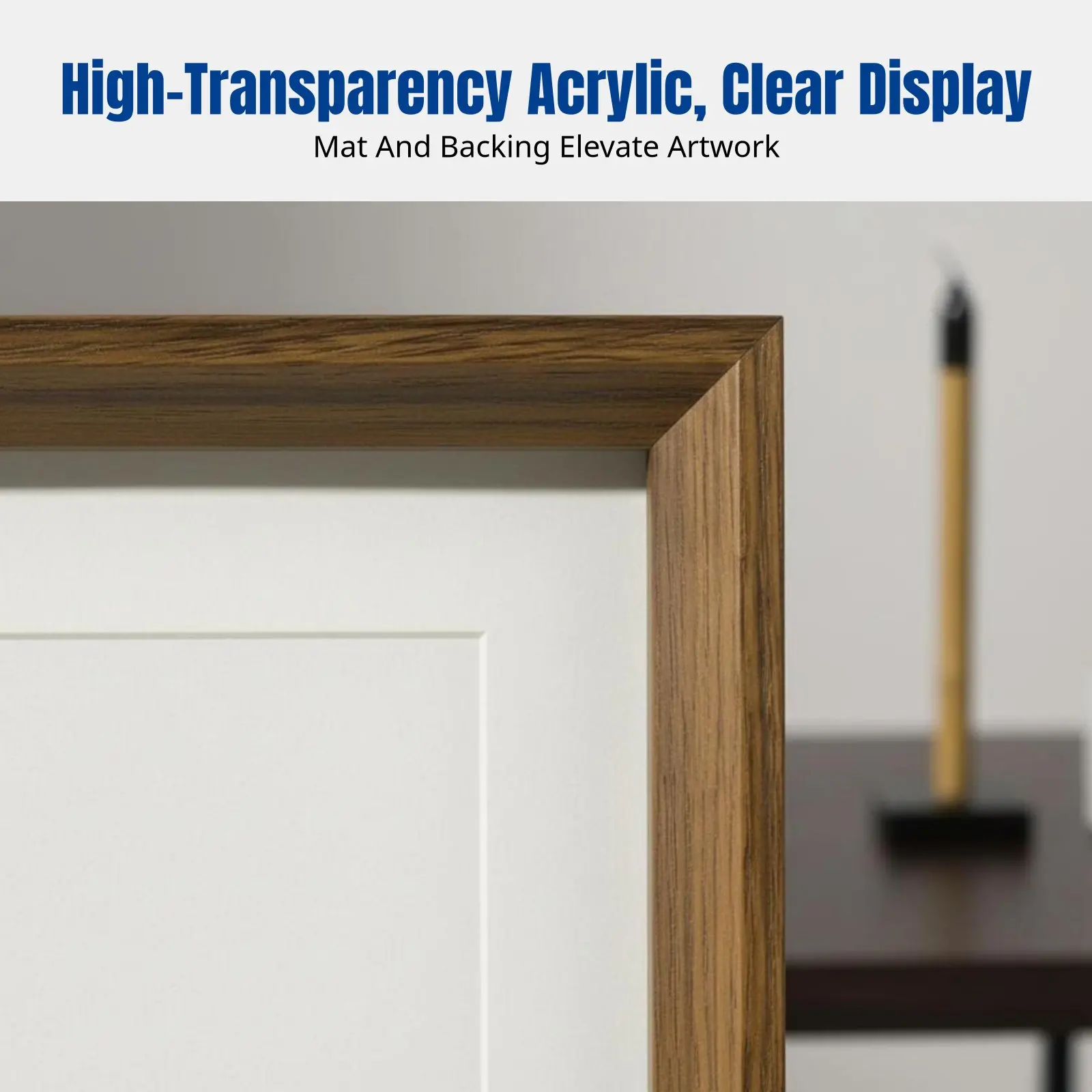 Rectangular Calligraphy Frame, Art Picture Frame with Mat Board & Art Paper, Multi-Size, Desktop or Wall Decor