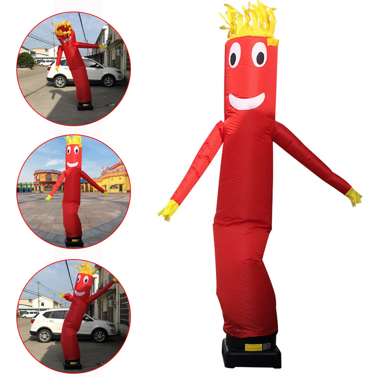 10ft/3M Inflatable Tube Man Wind Sky Wavy Dancer Inflatable Advertising Air Puppet No Blower for Stand Out Advertising Red