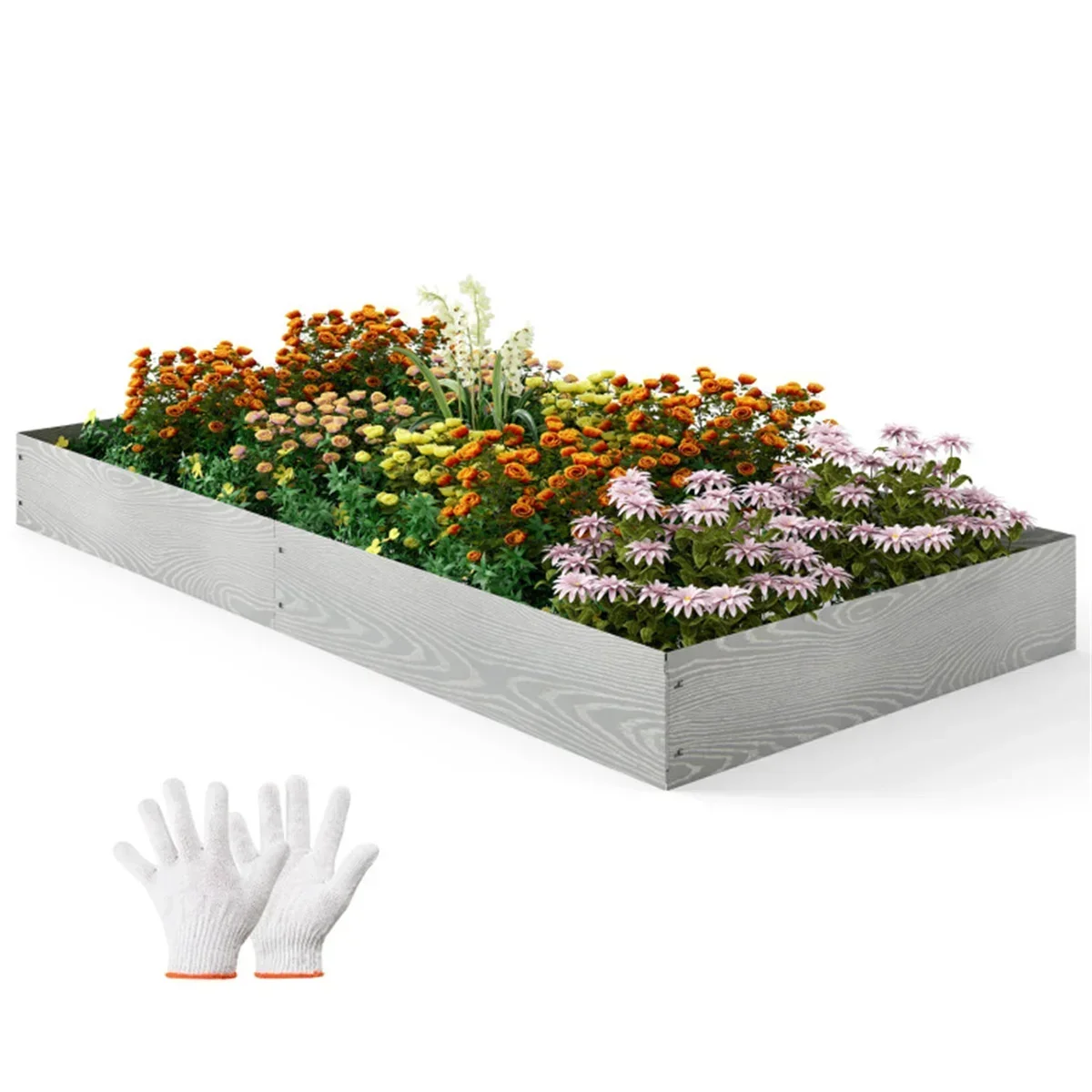 Galvanized vegetable elevated garden bed, large metal flower pot box, steel kit, landscape trim including 6 flexible panels