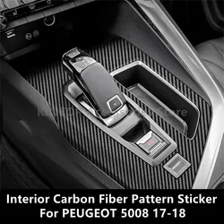 Padrão de Fibra de Carbono Adesivo, Película Protetora, Acessórios de Modificação Interior, Reajuste para Peugeot 5008 17-18