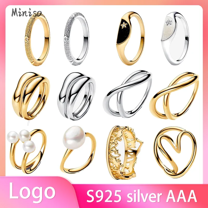 2024 New S925 Silver Panjia Me Day & Night Series Disney Series Organically Shaped Stacking Rings Suitable For Holiday Gifts