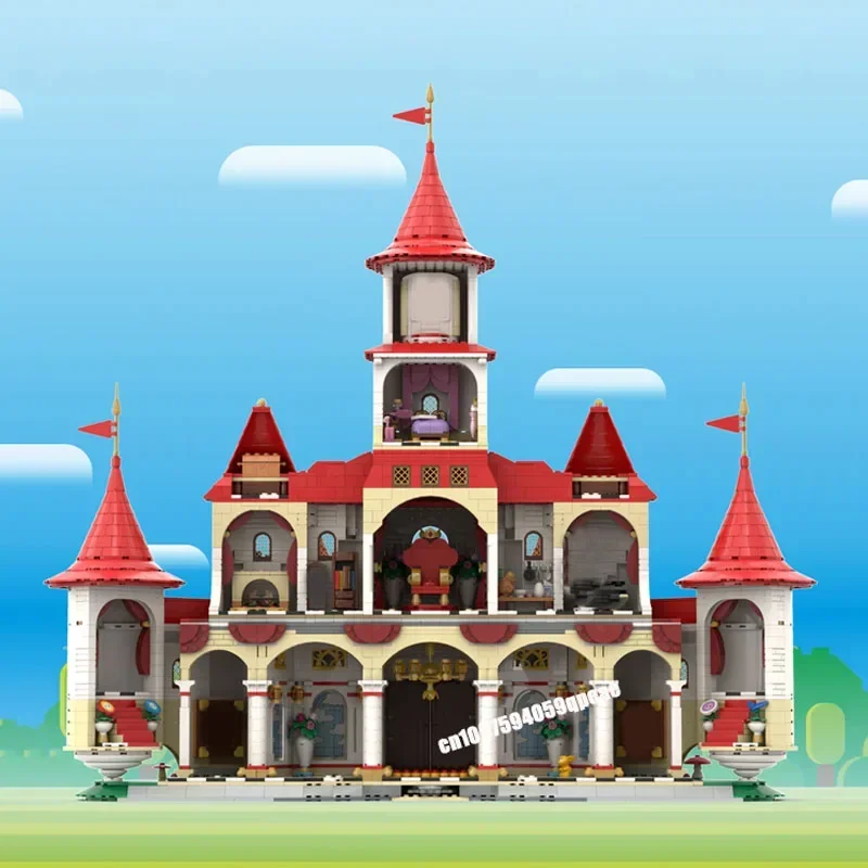 Nuova famosa serie di giochi Marioed Castello dei funghi Moc Street View Modello Puzzle personalizzato Fai da te Idee creative Giocattoli per bambini Regalo di compleanno