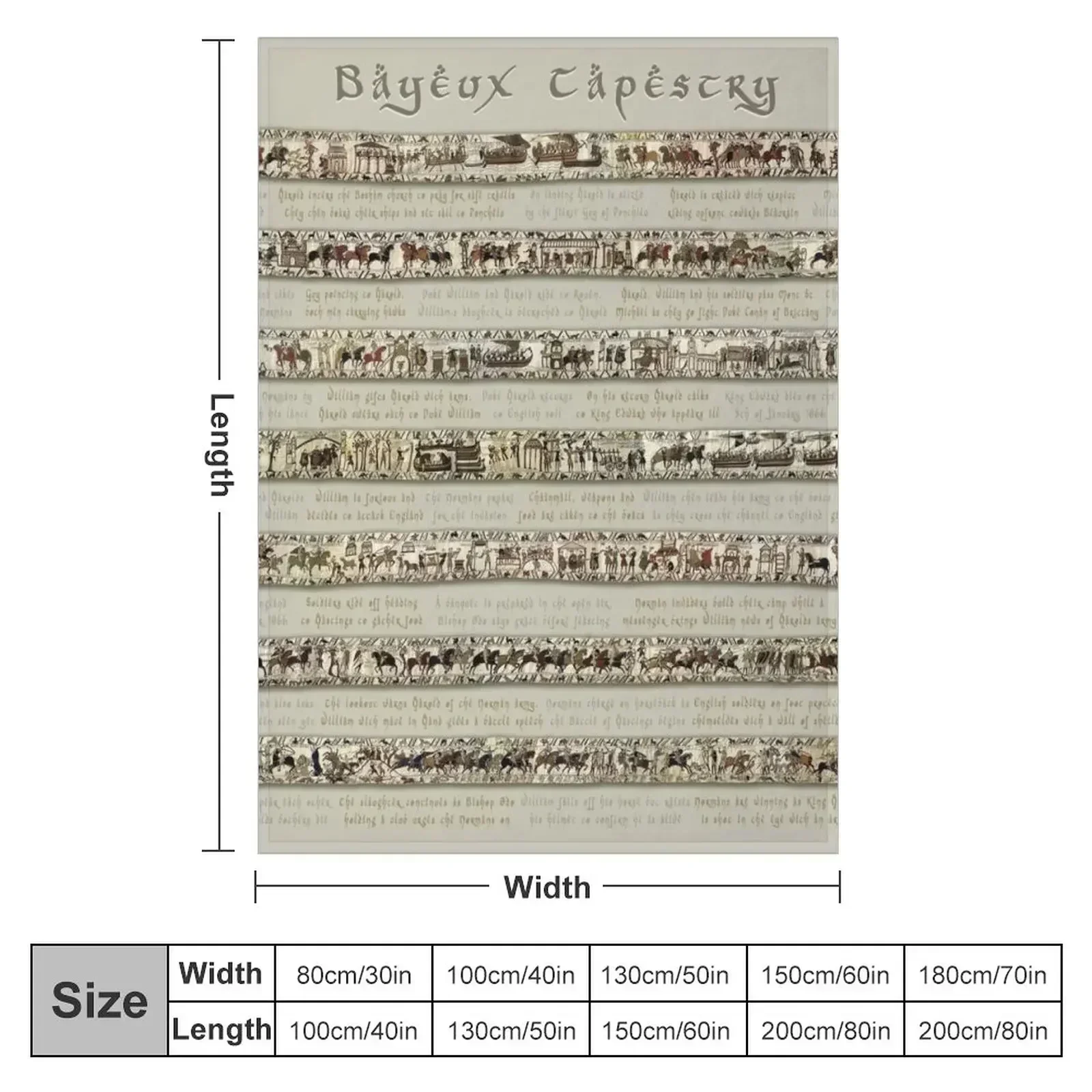 Bayeux Tapestry Full Scenes On Beige Background Throw Blanket cosplay anime Beach Large Blankets