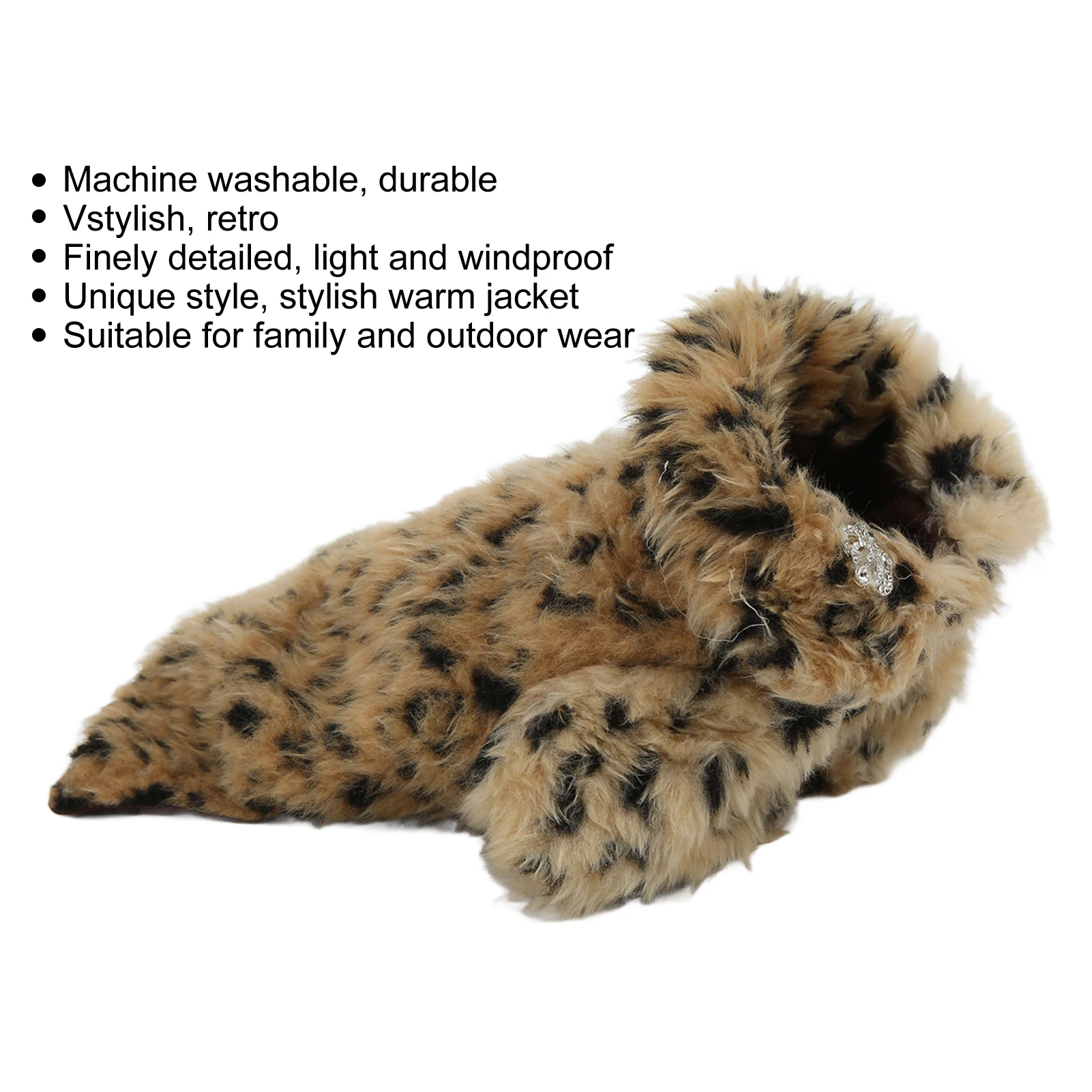 Pet Leopard Print Cloak Cute Retro Stylish Puppy Plush Jacket For Autumn And Winter