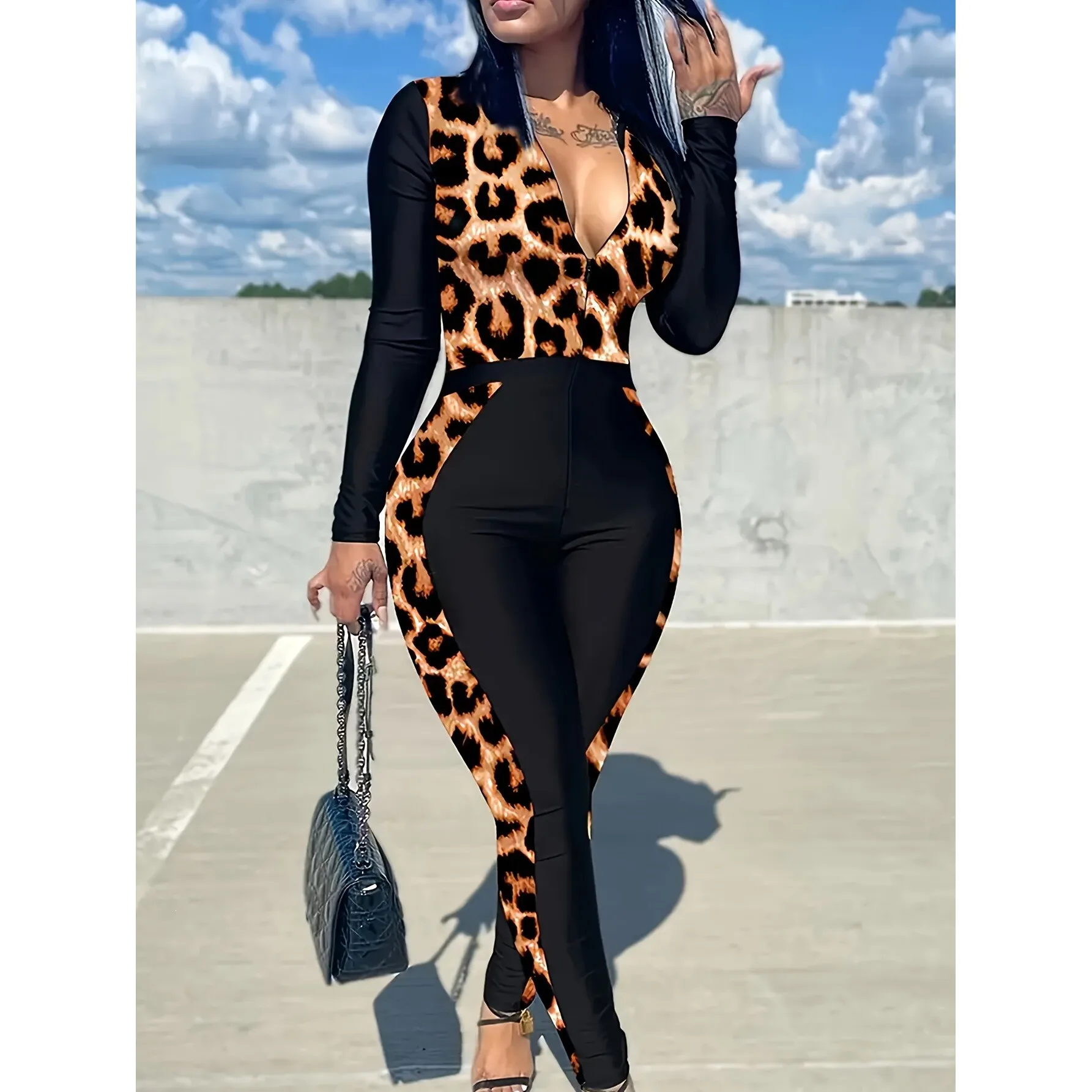 

Sexy Slim plus Size H 21671 Checkered Pantsuit Women's Fashion Set Summer Cross-Border Xb601099582598367