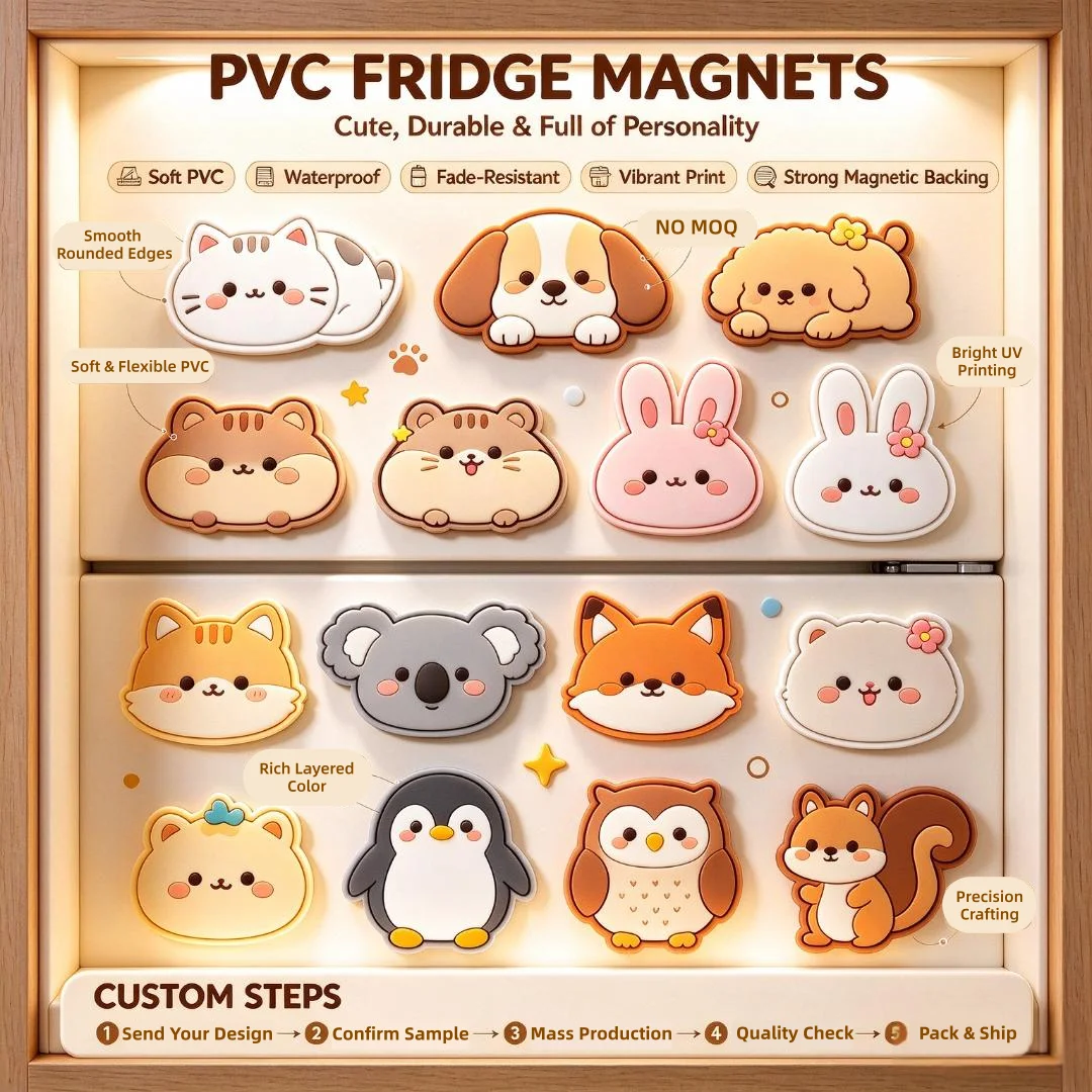 Custom Fridge Magnets Personalized Soft PVC Silicone Magnet Custom UV Resistant Die Cut Fridge Magnet With Long-Lasting Adhesive