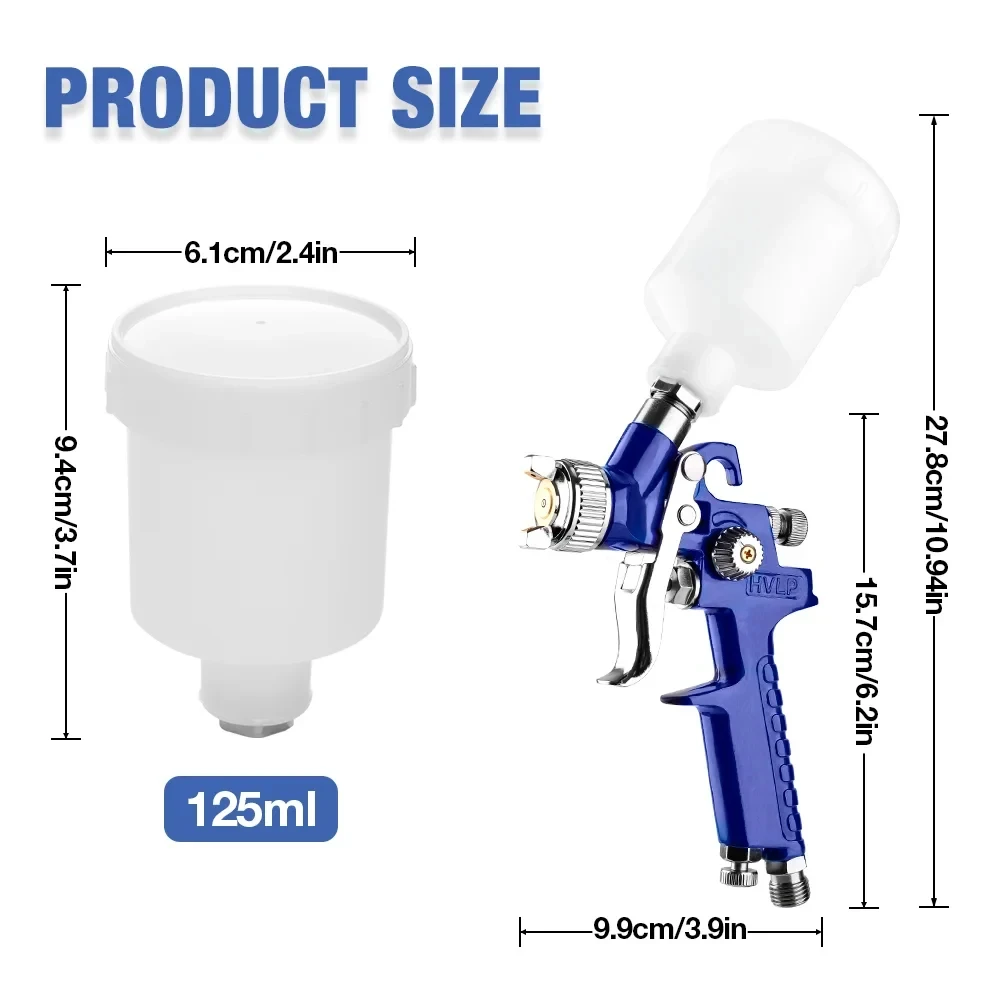 0.8/1.0MM Pneumatic Pressure Micro Gun, Paint Sprayer Set, Manual Spray Paint Tools, with 125ML Spray Bottle, for Car Painting