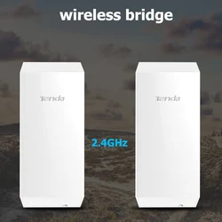 1 paar Tenda O1 2,4 GHz buiten CPE 300 Mbps 0,5 km draadloos bereik Point-to-Point-adapter met 8 dBi directionele antenne