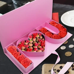 Fillable Chocolate Sweet Packaging Cardboard Letter  I Love You Shaped Gift Box For Flower Strawberry