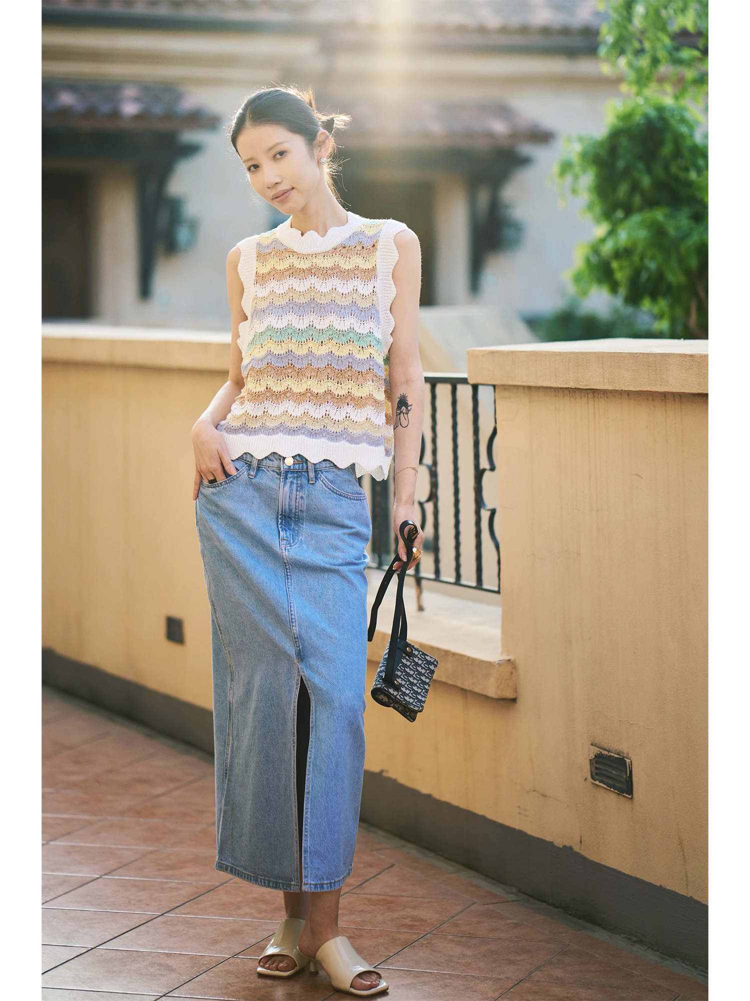 

Вязаный жилет JXu ручной работы, освежающий, для весны и лета, свободного кроя, омолаживающий, разноцветный, волнистый, для повседневной носки