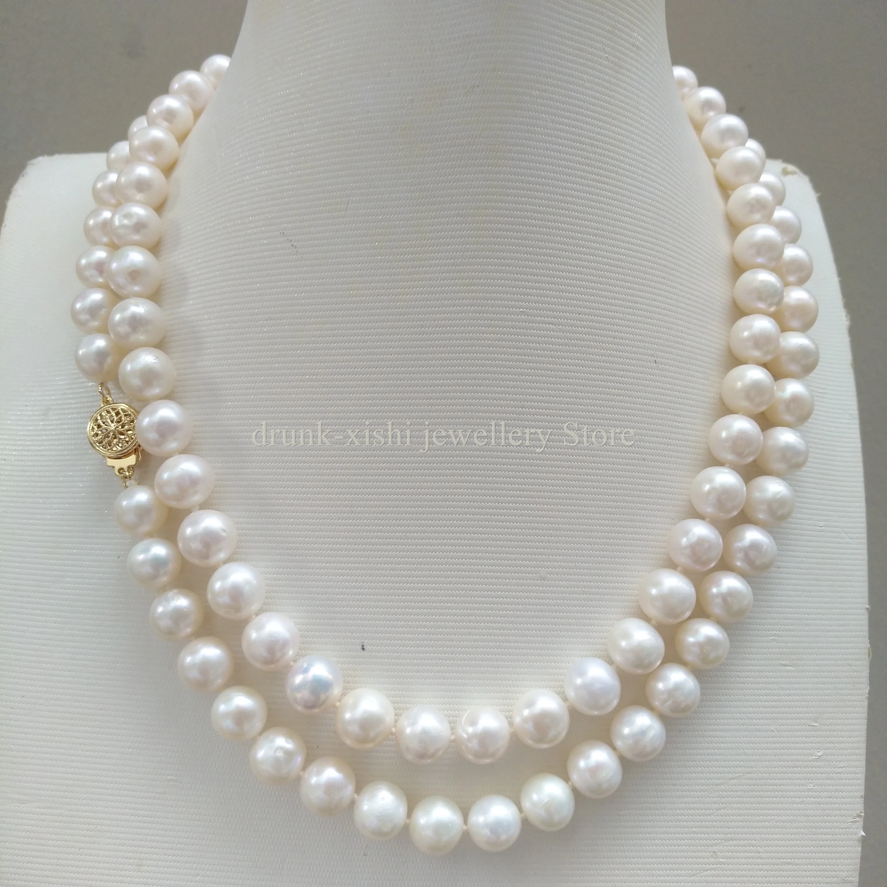 

Nature Akoya Single Strand Princess Real Pearl Beads Necklace White 9-10mm Near Round At Party Wedding Birthday